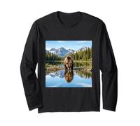 Oso Reflexión Montaña Lago Desierto Paisaje Manga Larga