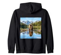 Oso Reflexión Montaña Lago Desierto Paisaje Sudadera con Capucha