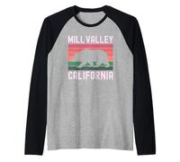 Oso Retro de Mill Valley, California, Puesta de Sol 415 628 Marín Camiseta Manga Raglan