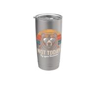 Oso retro Not Today Try Again Tomorrow Vaso térmico de acero inoxidable de doble pared