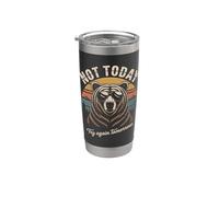 Oso retro Not Today Try Again Tomorrow Vaso térmico de acero inoxidable de doble pared