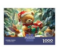 Oso Rompecabezas Xmas Oso in Snow 3 Capas Cartón 1000 PC, Ultra Difícil, Alivio Estrés, Decoración Pared, Regalo Familia/Ancianos 70x50cm/1000pcs