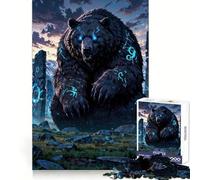 Oso Rúnico Antiguo ︰ Guardián de Las Piedras Místicas Rompecabezas de 1000 Piezas para Adultos Habilidad cognitiva Relajación Casual Cierre sólido Elegante (50x75cm)