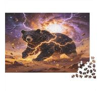 Oso Salvaje Tormenta Puzzle para Adultos Puzzle de 1000 Piezas Papel Juego de Puzzle 1000 Piezas Escena Relámpago Decoración Hogar Antiestrés Regalo 38x26cm/1000pcs