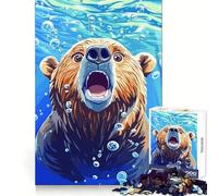 Oso sorprendido bajo el Agua con Burbujas, Rompecabezas de 1000 Piezas para Adolescentes, Juguete cognitivo, Juego de Mesa de Ocio Suave, Pieza de Arte 50x75cm