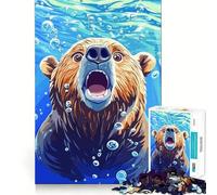 Oso sorprendido bajo el Agua con Burbujas, Rompecabezas de 1000 Piezas para Adolescentes, Juguete cognitivo, Juego de Mesa de Ocio Suave, Pieza de Arte 50x75cm