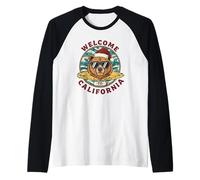 Oso Surfista Navideño - Welcome to California Diseño Camiseta Manga Raglan