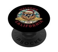 Oso Surfista Navideño - Welcome to California Diseño PopSockets PopGrip Adhesivo