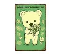 Oso Trébol Carteles De Pared De Metal Decoración Pintura De Hojalata Placa Vintage Metal Cartel para Tienda Garaje Jardín