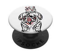 Oso tribal de pie, rojo, negro y blanco PopSockets PopGrip Adhesivo