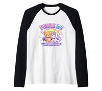 Oso Unicornio Purple Up for Military Child Month Camiseta Manga Raglan