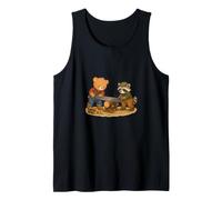 Oso y Mapache aserrando Madera - Lindos Trabajadores forestales Camiseta sin Mangas