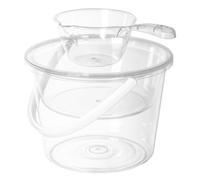 OSOLADY 1 Juego de Cubo de Ducha Transparente - Cubo de baño portátil de plástico Transparente con palangana y cucharón - Lavabo Multiusos para remojo de pies y baño Infantil