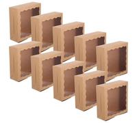 OSOLADY 10 Cajas de Regalos de Fiesta con Ventana Cuadrada para Cupcakes y Postres, Diseño Elegante de Papel Pvc, Adecuado para Celebraciones de Bodas y Cumpleaños