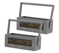 OSOLADY 2 cestas pequeñas para Flores: Decoraciones en Miniatura para Flores con Asas, Cuenco Rectangular de Madera Ahuecado para Dulces, Ideal para Manualidades, Bodas, cumpleaños y Fiestas.