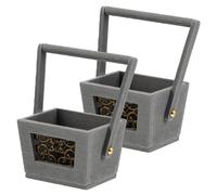 OSOLADY 2 cestas pequeñas para Flores: recipientes Miniatura para Flores con Asas, Cuencos de Madera Huecos para Dulces, Ideales para Manualidades, Bodas, cumpleaños y Fiestas.