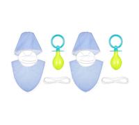 OSOLADY 2 conjuntos de accesorios para disfraces de bebé adulto: chupete gigante, gorro, babero (azul) - Atuendos para fiestas de revelación de género, carnaval, Halloween y comedia.