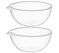 OSOLADY 2 cuencos de vidrio transparente con vertedor | Aptos para microondas para batir huevos, mezclar matcha, servir ensaladas y postres | Cuencos de vidrio para comidas familiares 500 ml (17 oz)