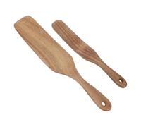 OSOLADY 2 espátulas delgadas para masa madre - Espátula de madera para mezclar y llegar al fondo del frasco - Herramienta de madera para mezclar masa - Utensilios de cocina para sartenes