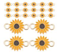 OSOLADY 30 unidades de dijes conectores de flores: dije de aleación de zinc con colgante de margarita y doble lazo para accesorios de fabricación de pulseras y joyería DIY (amarillo)