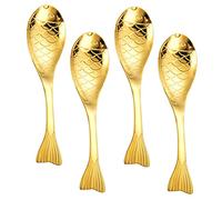 OSOLADY 4 Cucharas de Metal Forma de Pez Cucharas para Niños para Servir Postres Accesorios de Cocina Divertidos
