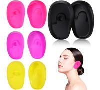OSOLADY 4 Pares de Orejeras de Silicona Impermeables para Peluquería, Resistentes al Calor, de Oídos Reutilizables en Negro, Rosa y Morado, Accesorios para Teñir y Cuidado del Cabello