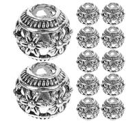 OSOLADY 40 Piezas Cuentas Artesanales de Aleación Plateada para Hacer Pulseras y Joyas, Cuentas Redondas Huecas de 9mm, Accesorio Elegante y Delicado para Manualidades Creativas