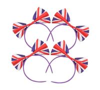 OSOLADY 4piezas Tocado De Lazo Bandera Reino Unido Diademas Para Mujer Niñas Accesorios Pelo Fiestas Carnavales Deportes