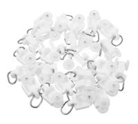 OSOLADY 50 Piezas Rodillos para Riel de Cortina, Deslizadores de Barra de Cortina Transversales, Blanco, Hierro y Abs, Compatibles Rieles en L, para Ventanas y Separadores