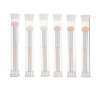 OSOLADY 6 brochas de esponja iluminadoras de cabeza redonda - Esponja de maquillaje seca y húmeda - para corrector y base con mango y estuche de viaje para maquillaje diario, párpados y belleza