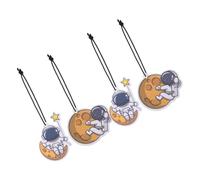 OSOLADY Ambientador Colgante para Coche 4 Piezas, Tarjetas Perfumadas Astronauta Aroma a Campanilla Silvestre, Papeles Aromáticos para Espejo Retrovisor, Decoración Automotriz para Viajes