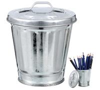 OSOLADY Bote de Basura Mini de Escritorio en Metal Resistente Tapa, Color Original, Papelera Pequeña para Reciclaje y Almacenamiento en Hogar y Oficina, Práctico y Ligero, 1 Pieza