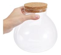 OSOLADY Botella de Vidrio Redonda con Tapa de Corcho Natural para terrario de Plantas y decoración del hogar, Recipiente hermético para DIY y paisajes de Musgo, fácil de Limpiar, 15x16 cm
