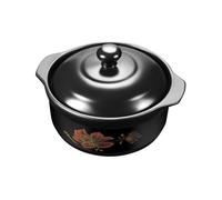 OSOLADY Cazuela de Cerámica Gruesa para Gas 1,6l Tapa Negra, Olla para Sopa y Guisos, Resistente a Altas Temperaturas, Adecuado para 1-2 Personas, Utensilios de Cocina para Estofado