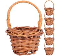 OSOLADY Cestas Pequeñas de Ratán 6 Piezas Asas, para Decoración Floral en Miniatura y Accesorios Fotográficos en Hogar y Oficina