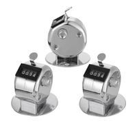 OSOLADY Contador Mecánico Manual de Metal, 3 Unidades Pulsador y Base, Contador de Números para Personas y Artículos, Uso Versátil en Almacenes, Deportes y Control de Inventarios