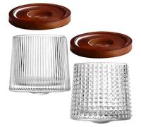 OSOLADY Copas de Whisky Giratorias de Vidrio con Base, Set de 2 Vasos para Licor y Cócteles, Accesorio de Barra Elegante para Bares, Restaurantes y Uso Doméstico