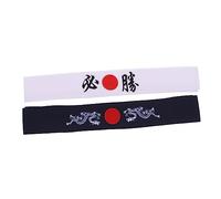 OSOLADY Diadema Deportiva Japonesa 2 Unidades Para Karate y Fitness, Banda De Pelo Absorbente De Sudor Diseño Tradicional Samurái Para Actividades Físicas