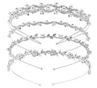 OSOLADY Diademas De Novia 4 Piezas Cristales y Perlas Accesorios Cabello Tocados Elegantes Diademas De Boda Ideales Para Ceremonias y Fiestas Cabello