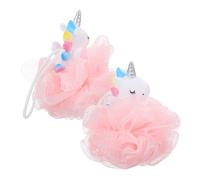OSOLADY Esponjas De Baño Unicornio Exfoliantes Para Niñas 2 Unidades Tamaño Medio Esponja Vegetal Rosa y Blanca Baño Infantil Cuerpo Espuma Abundante Limpieza Suave