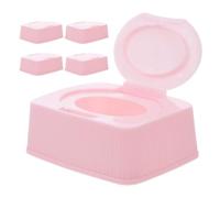OSOLADY Estuche de Viaje para Toallitas Húmedas de Ñiño con Tapa Antipolvo, Diseño Infantil en Color Rosa, Capacidad para 5 Toallitas, Material Pp, Adecuado para Coche y Uso Diario