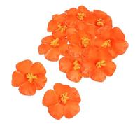 OSOLADY Flores Artificiales y Tamaño Versátil Estilo Hawaiano 10 de Hibisco Naranja sin Mantenimiento para Decoraciones de Fiestas Tropicales de Verano