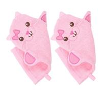 OSOLADY Guantes de Baño Exfoliantes Forma de Animal para Ñiño y Niños, 2 Piezas de Algodón Rosa Fuerte Fricción y Secado Rápido, Ideales para Viajes de Fin de Semana