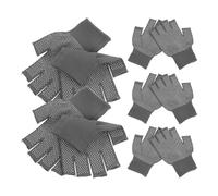 OSOLADY Guantes sin Dedos 5 Pares para Trabajo Agarre Antideslizante y Cómodo de Poliéster y Pvc para Hombre y Mujer en Escenarios de Trabajo y Senderismo