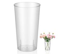 OSOLADY Jarrón de Flores Acrílico Transparente Mediano, Florero Redondo de Gran Capacidad para Decoración del Hogar y Floristería, Cubo Alto Estable para Arreglos, Adorno Versátil