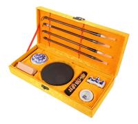 OSOLADY Juego de Caligrafía China 11 Piezas Pincel de Escritura Profesional, Piedra de Tinta Portátil y Papel de Arroz para Estudiantes y Principiantes en Dibujo y Pintura Tradicional