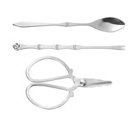 OSOLADY Juego de Mariscos de Acero Inoxidable Tijeras y Tenedores para Comer Cangrejos, Fácil de Llevar y Uso Prolongado, Incluye Bolsa de Almacenamiento Plata