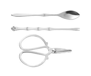 OSOLADY Juego de Mariscos de Acero Inoxidable Tijeras y Tenedores para Comer Cangrejos, Fácil de Llevar y Uso Prolongado, Incluye Bolsa de Almacenamiento Plata