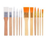 OSOLADY Juego de Pinceles para 12 Piezas, Pinceles Multifunción para Pintura Acuarela y Acrílica, Cepillos Mango de Madera y Cerdas de Nylon en Blanco y Amarillo, Accesorios de Dibujo