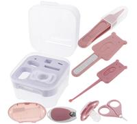 OSOLADY Kit de Cortaúñas para Bebés Recién Nacidos 7 Piezas, Diseño Seguro y Fácil de Usar, Incluye Tijeras, Lima y Caja de Almacenamiento Rosa para Shower